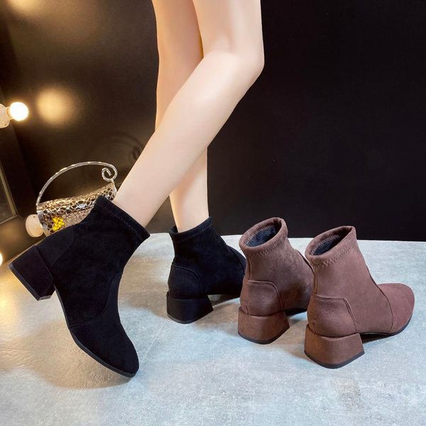 boots 2021 spring and autumn single thick heel short wild thin socks small high women's shoes, Black
boots 2021 spring and autumn single thick heel short wild thin socks small high women's shoes, Black
