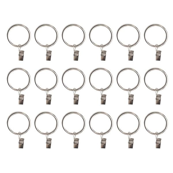 1 set 36 pcs 38mm metal curtain rings with clips drapery rings hooks (silver)