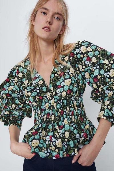 women's blouses & shirts 2021 spring summer european flower printed zaraing women blouse shirt vadiming sheining female o9556, White
women's blouses & shirts 2021 spring summer european flower printed zaraing women blouse shirt vadiming sheining female o9556, White
