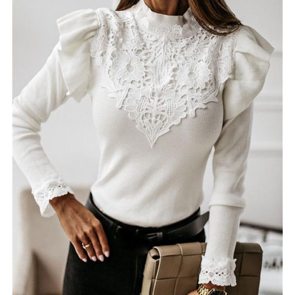 women's t-shirt o-neck knitted ruffles black bodycon fashion skinny autumn winter shirts solid women long sleeve lace woman t-shirts g, White
women's t-shirt o-neck knitted ruffles black bodycon fashion skinny autumn winter shirts solid women long sleeve lace woman t-shirts g, White