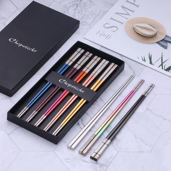 chopsticks 5pairs luxury chinese stainless steel reusable sushi sticks gold titanium with gift box metal
chopsticks 5pairs luxury chinese stainless steel reusable sushi sticks gold titanium with gift box metal