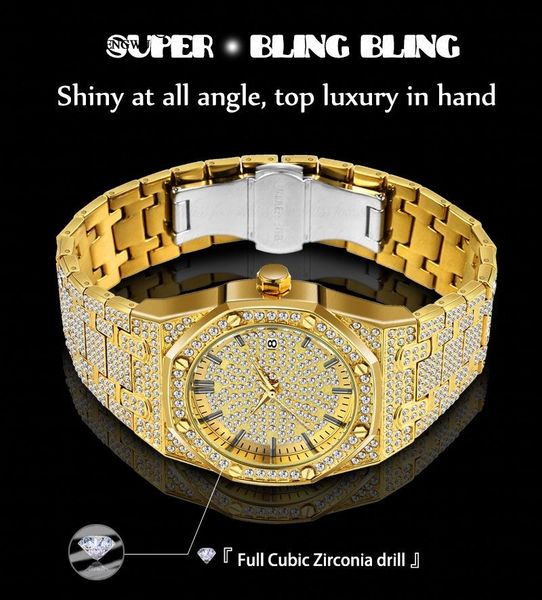 wristwatches 18k gold watch mens diamond jewelry iced out male quartz watches clock chronograph unique for gifts, Slivery;brown
wristwatches 18k gold watch mens diamond jewelry iced out male quartz watches clock chronograph unique for gifts, Slivery;brown
