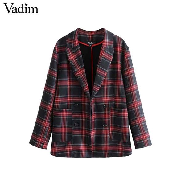 women's suits & blazers vadim women vintage plaid blazer pockets double breasted decorate long sleeve coat retro ladies casual outerwea, White;black
women's suits & blazers vadim women vintage plaid blazer pockets double breasted decorate long sleeve coat retro ladies casual outerwea, White;black