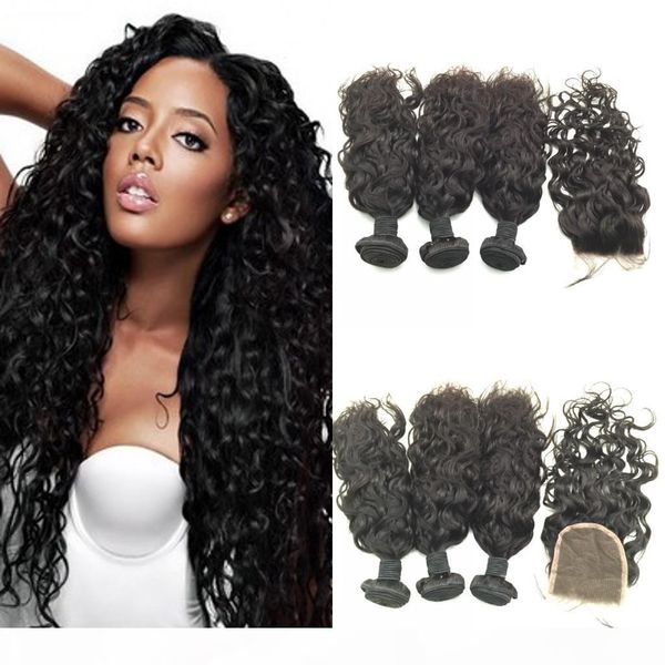8a brazilian water wave with closure unprocessed human hair bundles with lace closures brazilian virgin hair with closure, Black
8a brazilian water wave with closure unprocessed human hair bundles with lace closures brazilian virgin hair with closure, Black