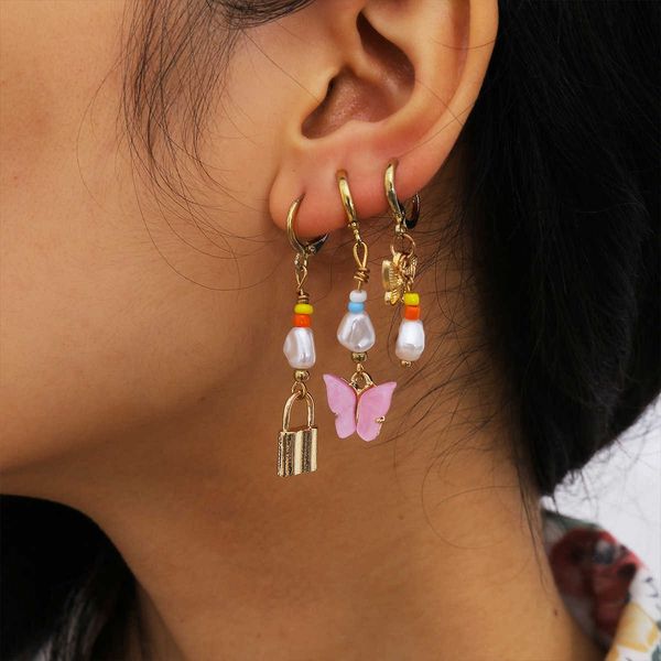 fashion jewelry personality simple small clear lock alloy set butterfly earrings female, Silver
fashion jewelry personality simple small clear lock alloy set butterfly earrings female, Silver