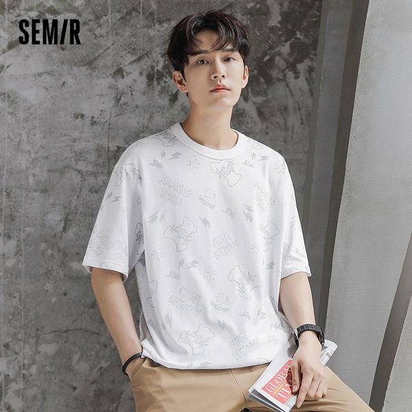 men's t-shirts semir short sleeve men 2021 summer style trendy loose youth fashion full print bottoming pullover t shirt, White;black
men's t-shirts semir short sleeve men 2021 summer style trendy loose youth fashion full print bottoming pullover t shirt, White;black