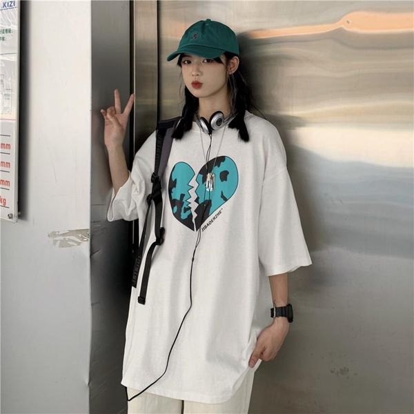 women's t-shirt 2021 summer cartoon love printing short-sleeved versatile compassionate ins loose round neck t, White
women's t-shirt 2021 summer cartoon love printing short-sleeved versatile compassionate ins loose round neck t, White