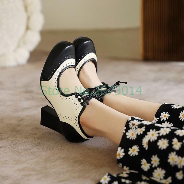 dress shoes office lady black white patent leather sewing decoration lace up woman round toe chunky heel boots
dress shoes office lady black white patent leather sewing decoration lace up woman round toe chunky heel boots