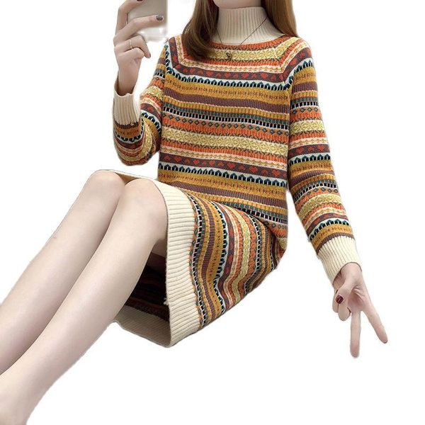 women's sweaters fashion ethnic style color matching turtleneck woman winter and autumn cardigans for women 2021 base sweater dress, White;black
women's sweaters fashion ethnic style color matching turtleneck woman winter and autumn cardigans for women 2021 base sweater dress, White;black