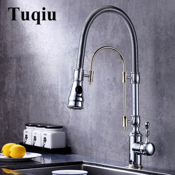 

2021 new pull out chrome and gold mixer tap brass material kitchen vanity water tapfaucet sink faucet bq7h