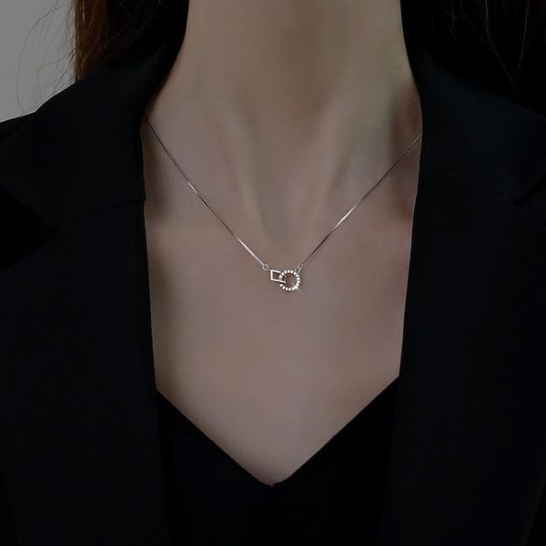 link, chain interlocking doublering necklace for female minimal design clavicle ins cool simple luxury jewelry women girl, Black
link, chain interlocking doublering necklace for female minimal design clavicle ins cool simple luxury jewelry women girl, Black