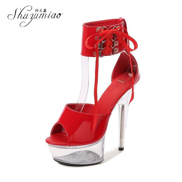 dress shoes shuzumiao ly arrived women pumps cross strap design high heels transparent platform thin high-heeled sandals plus size, Black
dress shoes shuzumiao ly arrived women pumps cross strap design high heels transparent platform thin high-heeled sandals plus size, Black