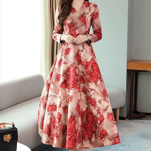 elegant print slim waist womens dresses v neck long sleeve vintage boho floral printed vestidos, Black;gray
elegant print slim waist womens dresses v neck long sleeve vintage boho floral printed vestidos, Black;gray