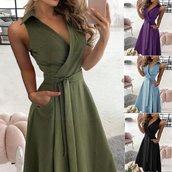 casual dresses 2021 summer elegant v-neck solid color turn-down collar office sashes sleeveless tank midi dress ladies women, Black;gray
casual dresses 2021 summer elegant v-neck solid color turn-down collar office sashes sleeveless tank midi dress ladies women, Black;gray