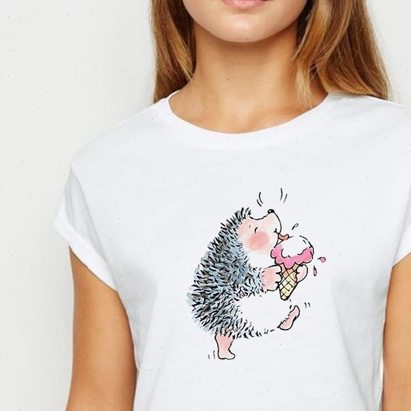 new t shirt women hedgehog eating ice cream tshirt oversize spring summer printing design ropa mujer round collar t shirts, White
new t shirt women hedgehog eating ice cream tshirt oversize spring summer printing design ropa mujer round collar t shirts, White