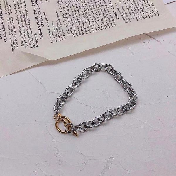 link, chain punk steel thick bracelet women men geometric gold ot buckle set jewelry gift c, Black
link, chain punk steel thick bracelet women men geometric gold ot buckle set jewelry gift c, Black