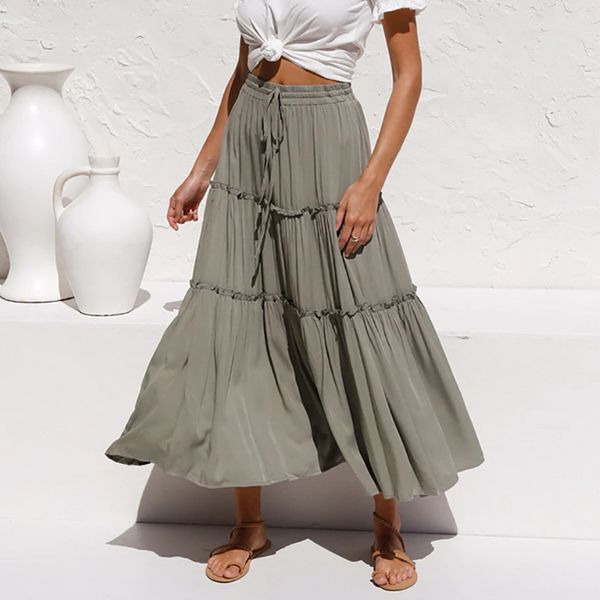 2021 new elastic waist maxi skirts women casual army green solid cotton summer long skirt beach wear faldas largas mujer 5ynl, Black
2021 new elastic waist maxi skirts women casual army green solid cotton summer long skirt beach wear faldas largas mujer 5ynl, Black