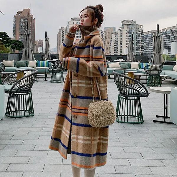 women's wool & blends 2021 winter coat female mink velvet loose woolen mid-length western style, Black
women's wool & blends 2021 winter coat female mink velvet loose woolen mid-length western style, Black