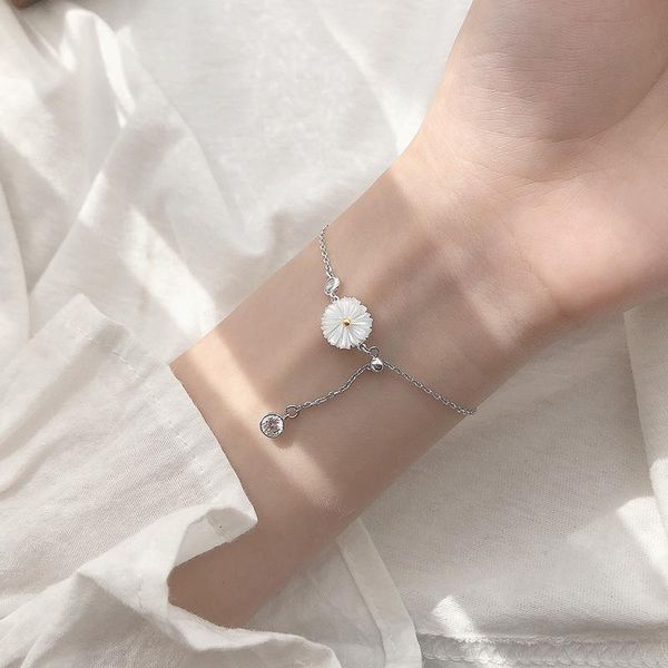 link, chain silver plated daisy cz crystal round bead charm women bracelet for romantic wedding party jewelry gift, Black
link, chain silver plated daisy cz crystal round bead charm women bracelet for romantic wedding party jewelry gift, Black