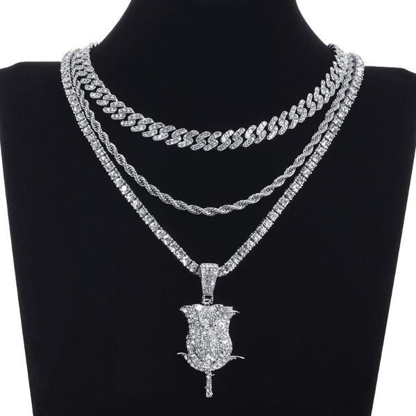 chains 2021 rose petals flower pendant necklace for women bling rhinestone tennis chain men hiphop jewelry gift, Silver
chains 2021 rose petals flower pendant necklace for women bling rhinestone tennis chain men hiphop jewelry gift, Silver