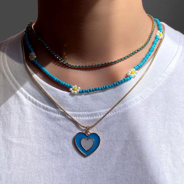 chains summer blue handmade seed beads necklace multi-layered glazed heart daisy string bead necklaces women clavicle chain jewelry, Silver
chains summer blue handmade seed beads necklace multi-layered glazed heart daisy string bead necklaces women clavicle chain jewelry, Silver