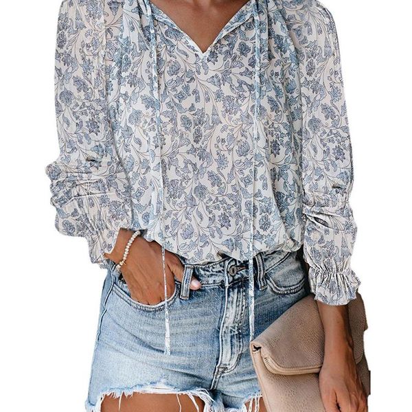 women's blouses & shirts women spring summer boho style chiffon shirt elegant ladies flowers v-neck t female clothing, White
women's blouses & shirts women spring summer boho style chiffon shirt elegant ladies flowers v-neck t female clothing, White