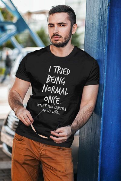 men's t-shirts i tried being normal once worst two minutes of my life harajuku t-shirt short sleeve casual graphic fashion tees clothes, White;black
men's t-shirts i tried being normal once worst two minutes of my life harajuku t-shirt short sleeve casual graphic fashion tees clothes, White;black