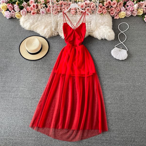 2021 mesh spaghetti strap long summer women high waist open back black/white/red club beach party maxi vestidos female i0wa, Black;gray
2021 mesh spaghetti strap long summer women high waist open back black/white/red club beach party maxi vestidos female i0wa, Black;gray