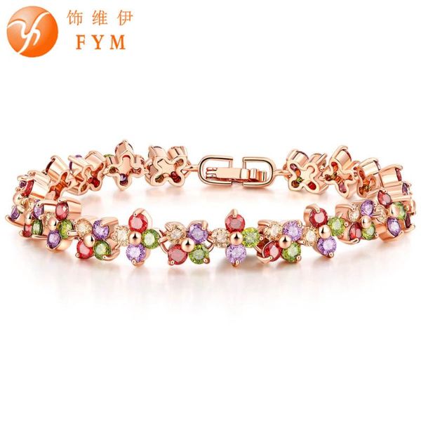 charm bracelets arrival elegant rose gold color colorful bracelet zircon crystal cz jewelry for women woman, Golden;silver
charm bracelets arrival elegant rose gold color colorful bracelet zircon crystal cz jewelry for women woman, Golden;silver