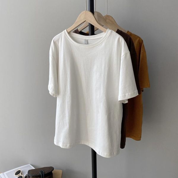 women's t-shirt ca summer cotton women t shirt short sleeve brown orange simple basic korean solid color tee kawaii clothes, White 
women's t-shirt ca summer cotton women t shirt short sleeve brown orange simple basic korean solid color tee kawaii clothes, White