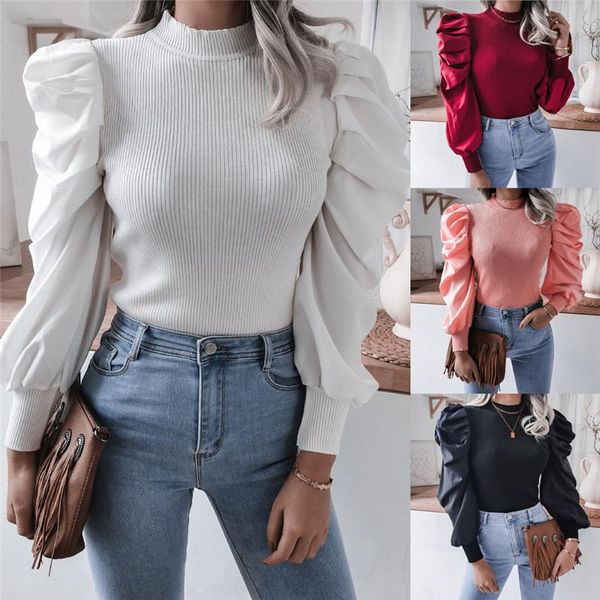 women's t-shirt spring knitted patchwork women t-shirts 2021 casual vintage lantern sleeves ruffles slim, White
women's t-shirt spring knitted patchwork women t-shirts 2021 casual vintage lantern sleeves ruffles slim, White