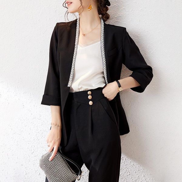 women's suits & blazers 3/4 sleeve basic casual coat fall jacket for women white blazer black office elegant pearl simple slim 2021, White;black
women's suits & blazers 3/4 sleeve basic casual coat fall jacket for women white blazer black office elegant pearl simple slim 2021, White;black