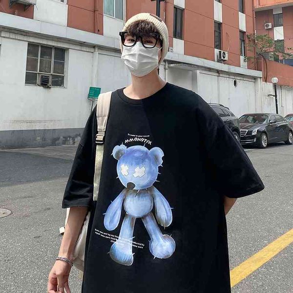2021 summer new bear tb short t-shirt men's loose trend versatile harajuku ins half sleeve top, White;black
2021 summer new bear tb short t-shirt men's loose trend versatile harajuku ins half sleeve top, White;black
