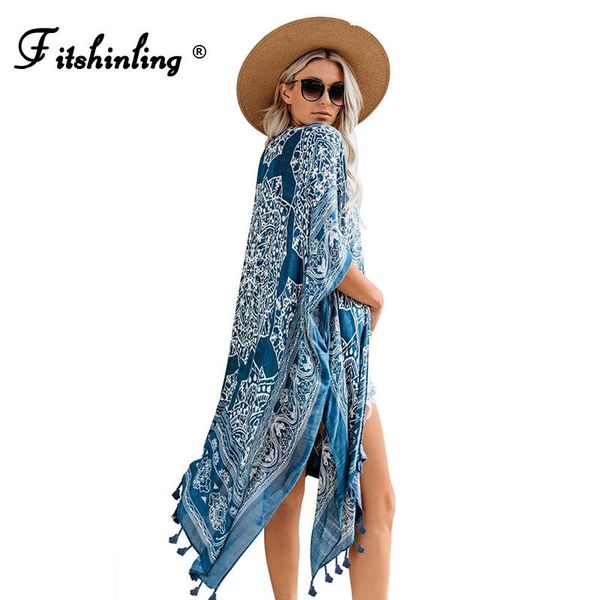 women's swimwear fitshinling vintage summer kimono women fringe print floral beach cover up oversized slim loose cardigan 2021, White;black
women's swimwear fitshinling vintage summer kimono women fringe print floral beach cover up oversized slim loose cardigan 2021, White;black
