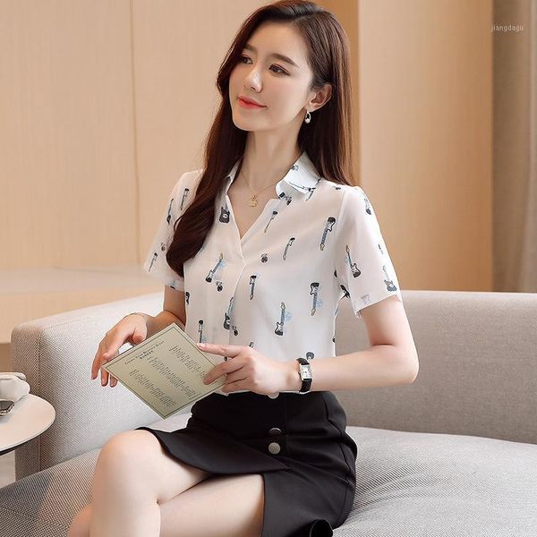 women's blouses & shirts short sleeve blouse summer 2021 small v-neck fashion print temperament chiffon shirt, White
women's blouses & shirts short sleeve blouse summer 2021 small v-neck fashion print temperament chiffon shirt, White