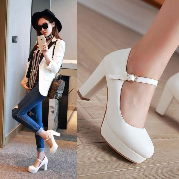 dress shoes women one word buckle strap round toe platform fashion solid high heels party ladies for wedding, Black
dress shoes women one word buckle strap round toe platform fashion solid high heels party ladies for wedding, Black