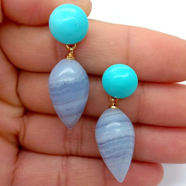 yygem natural teardrop blue lace agate chalcedony coin turquoise stud earrings office style for women, Golden;silver
yygem natural teardrop blue lace agate chalcedony coin turquoise stud earrings office style for women, Golden;silver