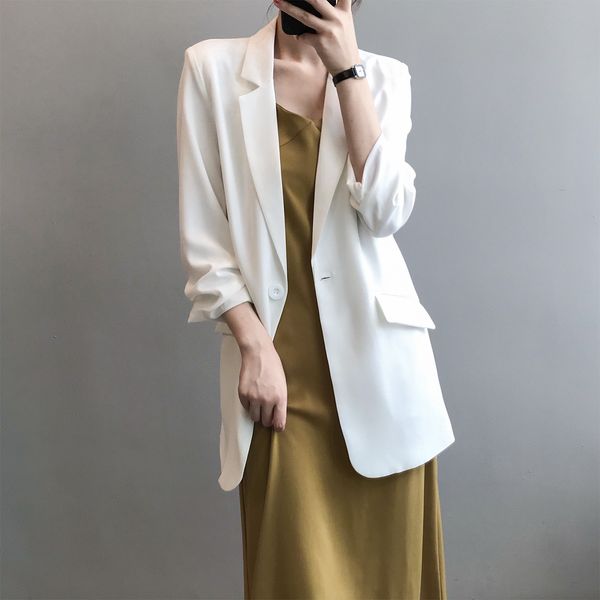 new 2021 casual coat turn down collar pure color spring women long sleeve office style chiffon blazer casaco feminino gx2i, White;black
new 2021 casual coat turn down collar pure color spring women long sleeve office style chiffon blazer casaco feminino gx2i, White;black