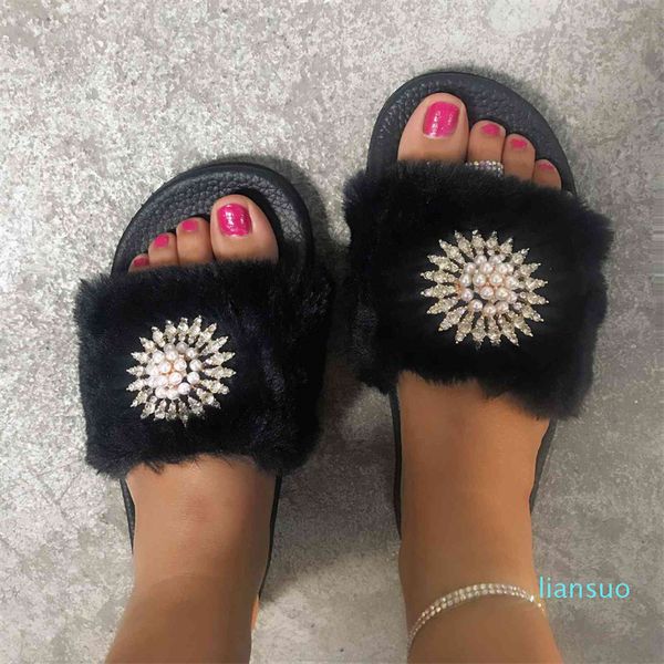 new fashion fur slippers large size indoor and outdoor fur, Black 
new fashion fur slippers large size indoor and outdoor fur, Black