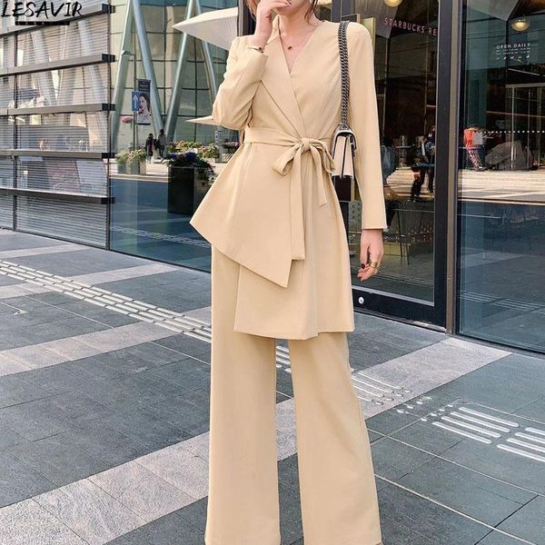 women's two piece pants 2021 spring and autumn style irregular trousers khaki suit office lady elegant female, White
women's two piece pants 2021 spring and autumn style irregular trousers khaki suit office lady elegant female, White