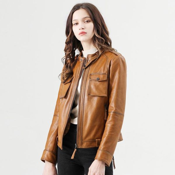 women's leather & faux sheep work clothes wind jacket handsome european and american vegetable tanned coat female locomotive, Black
women's leather & faux sheep work clothes wind jacket handsome european and american vegetable tanned coat female locomotive, Black