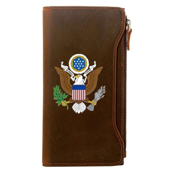 classic great seal of the united states printing genuine leather wallet men long purse with phone bag zipper card holder clutch, Red;black
classic great seal of the united states printing genuine leather wallet men long purse with phone bag zipper card holder clutch, Red;black