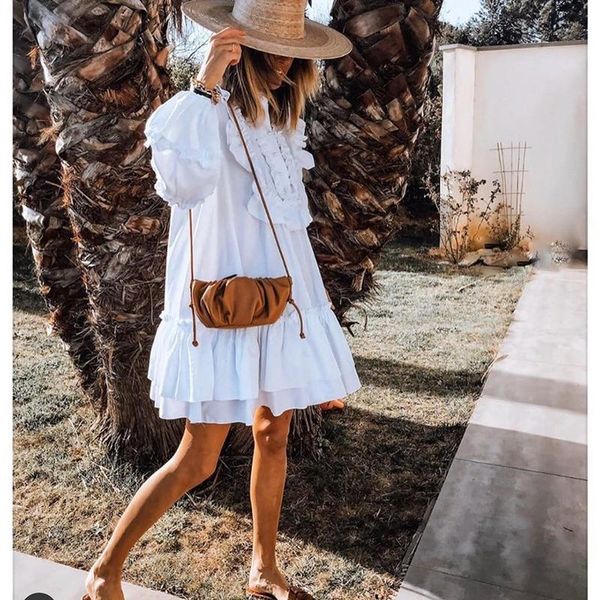 women's swimwear 2021 vestidos mulher elegant white high neck ruffle dress autumn long sleeve short loose dresses fashion puff, White;black
women's swimwear 2021 vestidos mulher elegant white high neck ruffle dress autumn long sleeve short loose dresses fashion puff, White;black