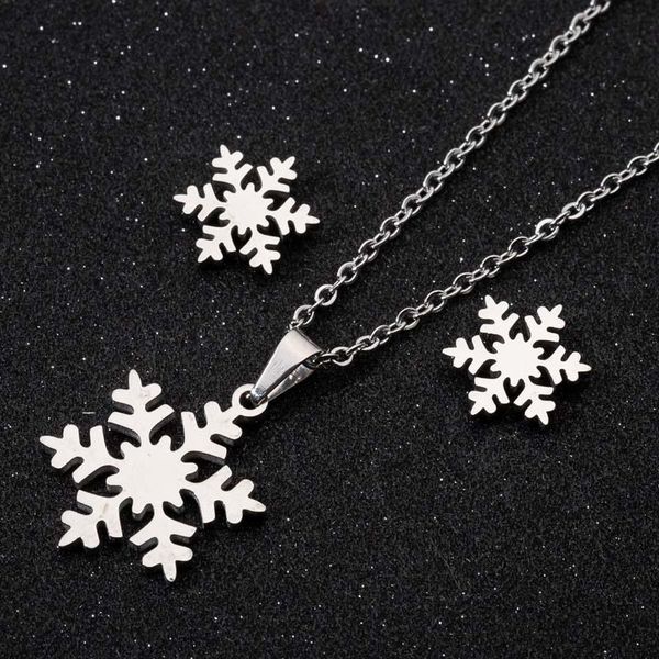 chains fashion cute/romantic snowflake necklace ear stud three-piece set girls simple and compact christmas gift wholesale, Silver
chains fashion cute/romantic snowflake necklace ear stud three-piece set girls simple and compact christmas gift wholesale, Silver