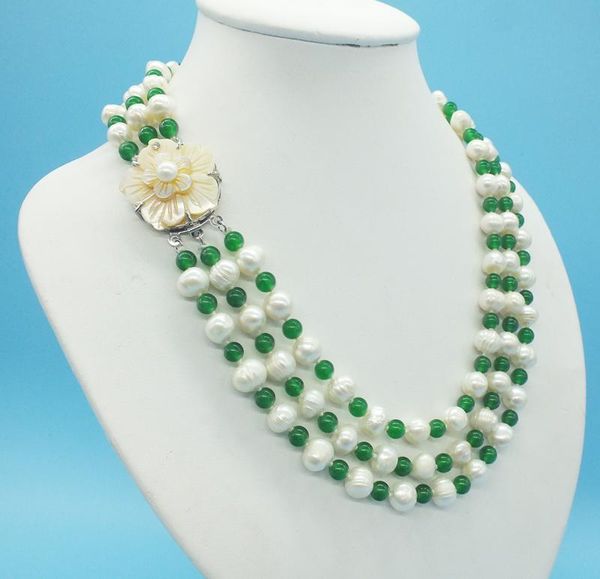 9-10mm 3 rows, natural freshwater baroque pearl & semi-precious stone necklace, classic bride, bridesmaid necklace 18-20 ", Golden;silver
9-10mm 3 rows, natural freshwater baroque pearl & semi-precious stone necklace, classic bride, bridesmaid necklace 18-20 ", Golden;silver