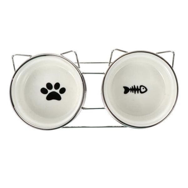 cat bowls & feeders 2pcs pet feeding food and water dish with stainless steel rack 
cat bowls & feeders 2pcs pet feeding food and water dish with stainless steel rack