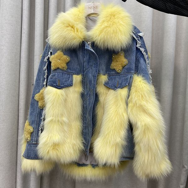 2021 Winter Discharge Plus Cotton Denim Female Jacket Real Fox Fur Coat Short, Thick, Hot Stars Outerwear Hi6k, Black
2021 Winter Discharge Plus Cotton Denim Female Jacket Real Fox Fur Coat Short, Thick, Hot Stars Outerwear Hi6k, Black
