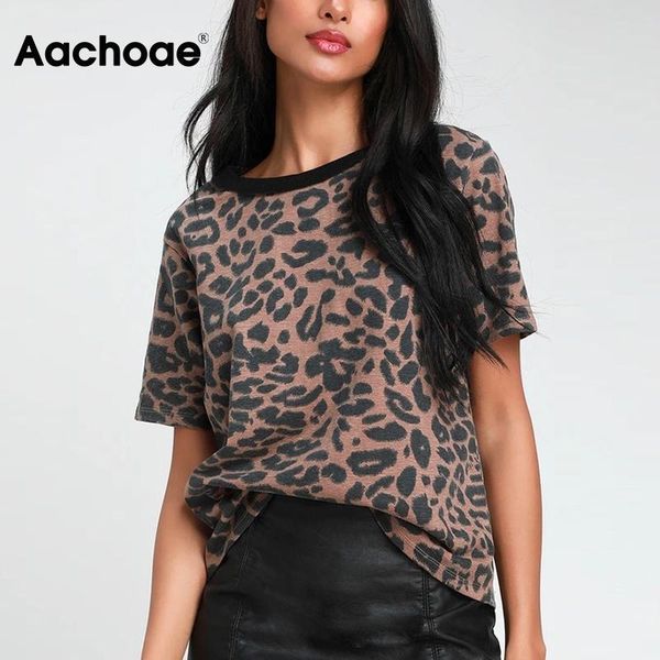 women's t-shirt aachoae summer women leopard t shirt o neck fashion female tshirt short sleeve loose home ladies tee mujer camisetas s, White
women's t-shirt aachoae summer women leopard t shirt o neck fashion female tshirt short sleeve loose home ladies tee mujer camisetas s, White