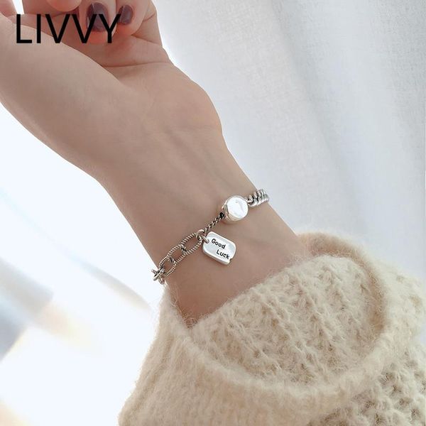 link, chain livvy thai silver color good luck english letter tag bracelet for women trendy vintage handmade fine jewelry birthday gifts, Black
link, chain livvy thai silver color good luck english letter tag bracelet for women trendy vintage handmade fine jewelry birthday gifts, Black