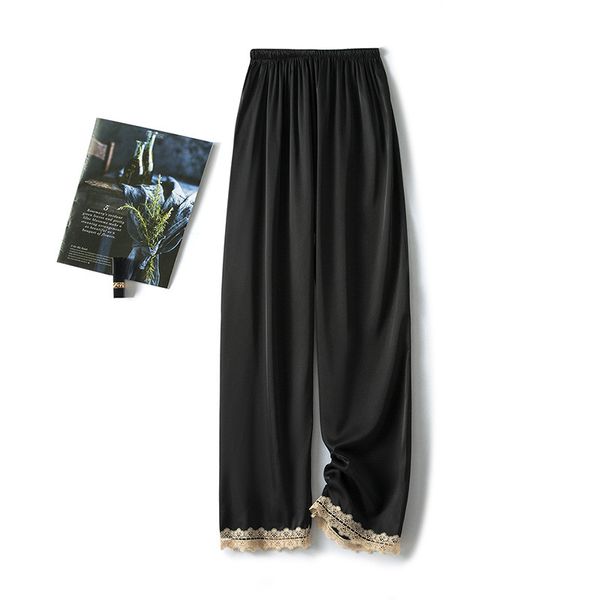 female spring autumn loose pant trousers black nightwear faux silk home clothes sweet lace trim sleepwear -xxl mtkk, Black;red
female spring autumn loose pant trousers black nightwear faux silk home clothes sweet lace trim sleepwear -xxl mtkk, Black;red